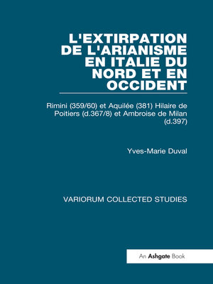 cover image of L'extirpation de l'Arianisme en Italie du Nord et en Occident